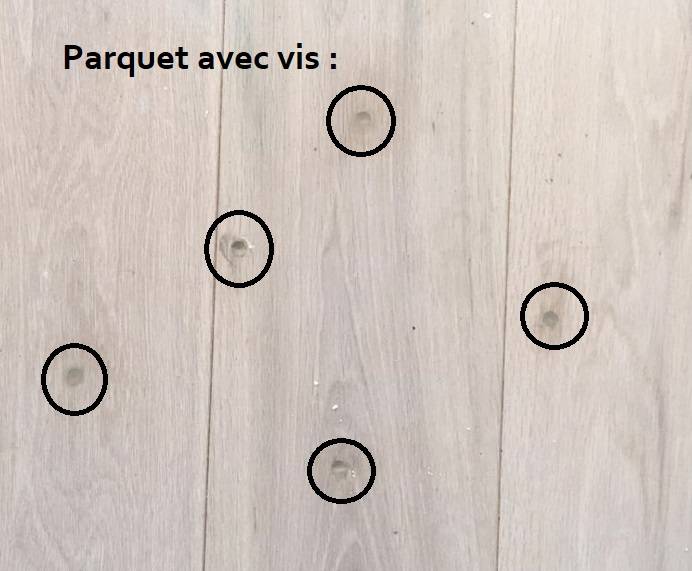 Parquet avec tête de vis